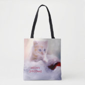 Cute Kitten rust op een kerstman met kerstmis Tote Bag (Voorkant)