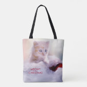 Cute Kitten rust op een kerstman met kerstmis Tote Bag (Achterkant)