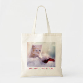 Cute Kitten rust op een kerstman met kerstmis Tote Bag