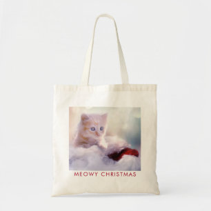 Cute Kitten rust op een kerstman met kerstmis Tote Bag