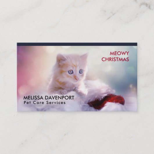 Cute Kitten rust op een kerstman met kerstmis Visitekaartje (Voorkant)