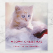 Cute Kitten rust op een kerstman met kerstmis Wijn Etiket (Enkel label)