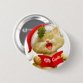 Cute Kitten Singing met de kerstCaroler Pin Ronde Button 5,7 Cm (Voorkant /achterkant)