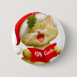 Cute Kitten Singing met de kerstCaroler Pin Ronde Button 5,7 Cm