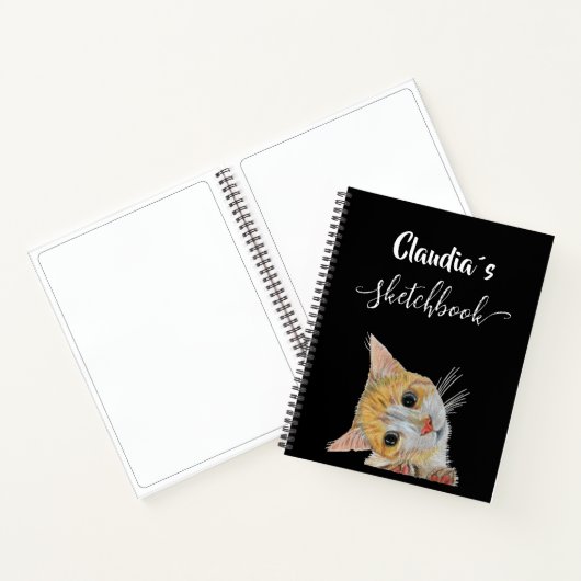 Cute kitten Sketchbook and name Notitieboek (Binnen)