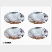 Cute Kitten spelen met string Ovale Sticker (Vel)