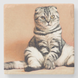 Cute Kitten Sprawout Stenen Onderzetter