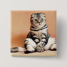 Cute Kitten Sprawout Vierkante Button 5,1 Cm