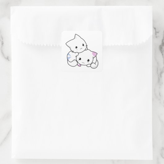 Cute Kitten Square Sticker (Tas)