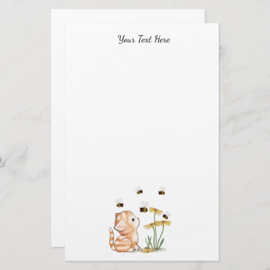Cute Kitten Stationery Briefpapier (Voorkant / Achterkant)