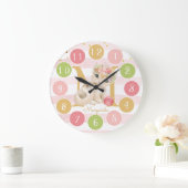 Cute Kitten Sweet Monogram Kleurrijke Grote Klok (Huis)