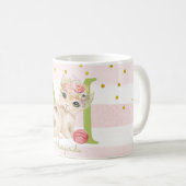 Cute Kitten Sweet Monogram Pink Girly Coffee Mok (Voorkant rechts)