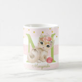 Cute Kitten Sweet Monogram Pink Girly Coffee Mok (Center)
