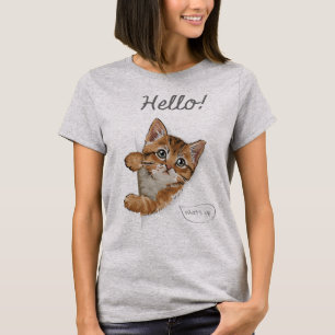 Cute Kitten T T-shirt, Hallo wat is er? T-shirt