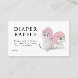 Cute Kitten Theme Twins Baby shower Diaper Raffle Informatiekaartje