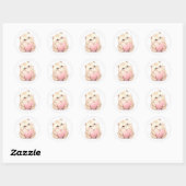 Cute Kitten Valentijnse  Roze Waterverf Cat Ronde Sticker (Vel)