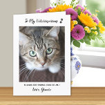 Cute Kitten Veterinarian Pet Care Cat Pet Foto Bedankkaart<br><div class="desc">Zeg 'Dank je' tegen je geweldige dierenarts met een schattige persoonlijke foto-kaart van de kat. "Aan mijn dierenarts.. Bedankt om voor me te zorgen!" Personaliseer de naam en de favoriete foto van de kattenhond of het huisdier. Pas de binnenkant met uw speciaal bericht aan of schrap aan handwrite. COPYRIGHT ©...</div>