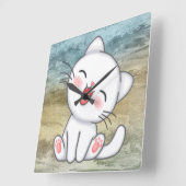 Cute Kitten Vierkante Klok (Hoek)
