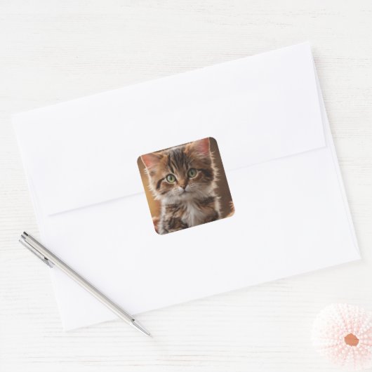 Cute Kitten Vierkante Sticker (Envelop)