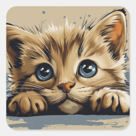 Cute kitten vierkante sticker