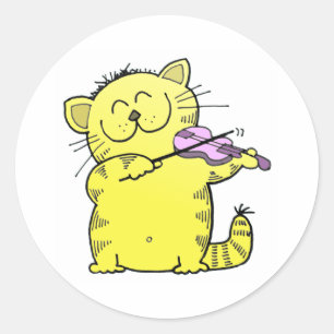 Cute Kitten Violinist Ronde Sticker