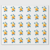 Cute Kitten vliegt met Umbrella Cadeaupapier (Vlak)