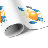 Cute Kitten vliegt met Umbrella Cadeaupapier (Rol Hoek)