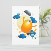 Cute Kitten vliegt met Umbrella Kaart (Staand voorkant)