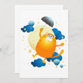 Cute Kitten vliegt met Umbrella Kaart (Voorkant / Achterkant)