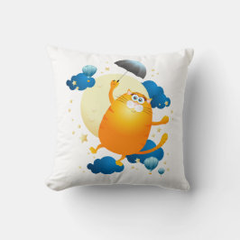 Cute Kitten vliegt met Umbrella Kussen