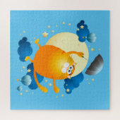 Cute Kitten vliegt met Umbrella Legpuzzel (Horizontaal)