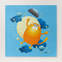 Cute Kitten vliegt met Umbrella