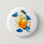 Cute Kitten vliegt met Umbrella Ronde Button 5,7 Cm (Voorkant)