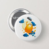 Cute Kitten vliegt met Umbrella Ronde Button 5,7 Cm (Voorkant /achterkant)