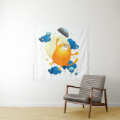 Cute Kitten vliegt met Umbrella Wandkleed (In situ)