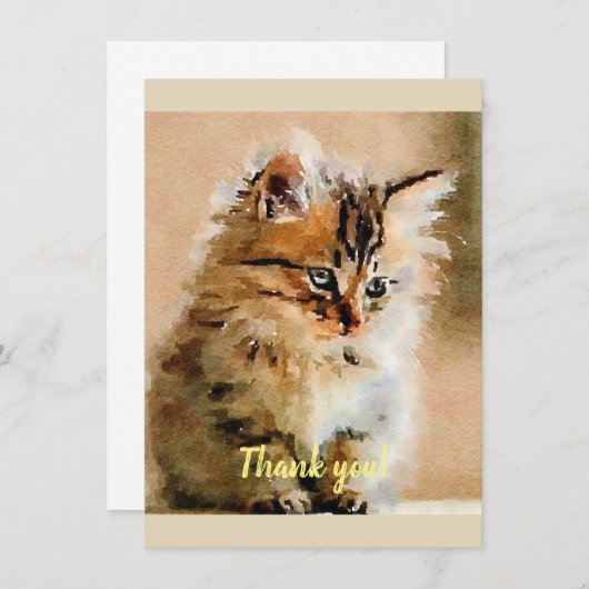 Cute kitten waterverf schilderij bedankkaart (Voorkant / Achterkant)