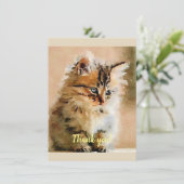 Cute kitten waterverf schilderij bedankkaart (Staand voorkant)