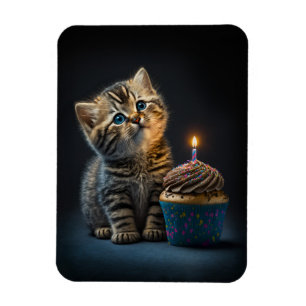 Cute Kitten Wishing Happy Birthday Magneet