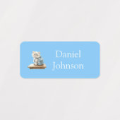 Cute Kitten with Backpack Blue Clothes Labels (Design 2)