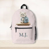 Cute Kitten with Backpack Custom Monogram Backpack Bedrukte Rugzak