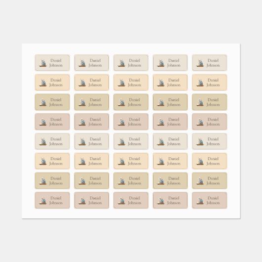 Cute Kitten with Backpack Neutral Clothes Labels (Vel)