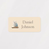 Cute Kitten with Backpack Neutral Clothes Labels (Design 2)