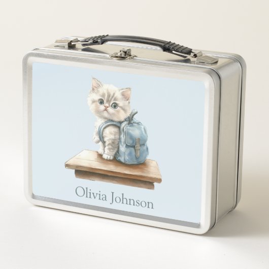 Cute Kitten with Backpack Personalized (Voorkant)