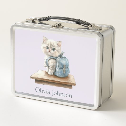 Cute Kitten with Backpack Personalized (Voorkant)