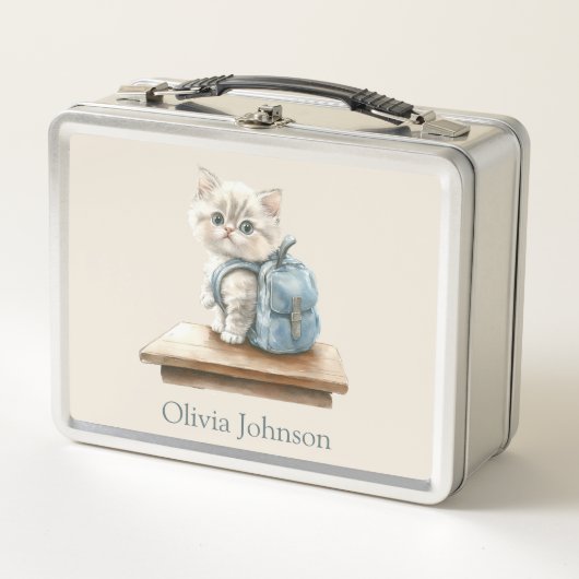 Cute Kitten with Backpack Personalized (Voorkant)
