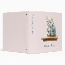 Cute Kitten with Backpack Personalized Binder