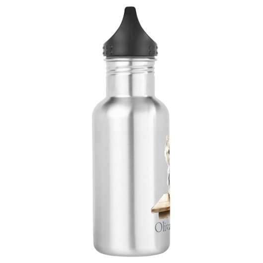 Cute Kitten with Backpack Personalized Waterfles (Links)