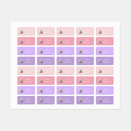 Cute Kitten with Backpack Pink and Lilac Clothes Labels