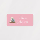 Cute Kitten with Backpack Pink and Lilac Clothes Labels (Design 2)