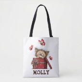 Cute Kitten with Butterflies Personalized Tote Bag (Voorkant)